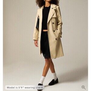 J.Crew New Icon Trench Classic Coat Vintage Khaki Size 0 Classic Timeless BF456